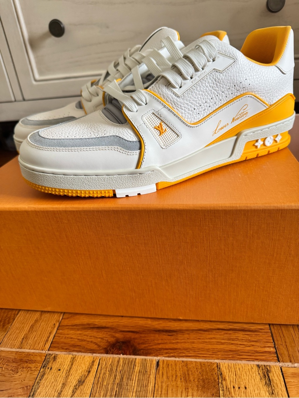 Louis Vuitton Men’s White & Yellow Low-Top Sneakers